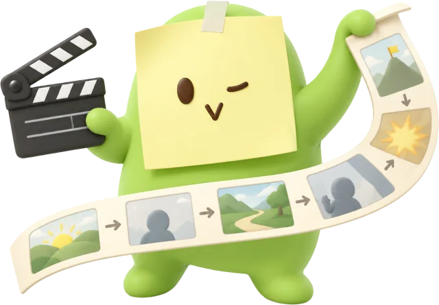 Trio holds a clapperboard and storyboard, ready to create